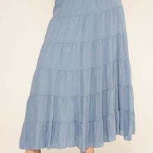 Load image into Gallery viewer, Carly Cotton Tiered Maxi Skirt Dusty Blue
