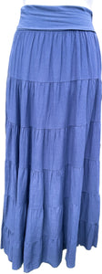 Carly Cotton Tiered Maxi Skirt Navy