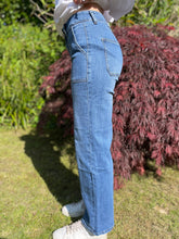 Load image into Gallery viewer, Gloria Patch Pocket Stretch Wide Leg Denim 70s Blue
