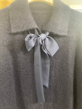 Load image into Gallery viewer, Colette Bow Neck Fluffy Cardigan Navy
