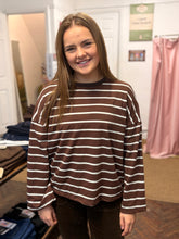 Load image into Gallery viewer, Doris Striped Long Sleeve Choc/Cream
