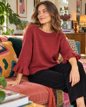 Load image into Gallery viewer, Orla Alpaca Frill Cuff Jumper Cranberry
