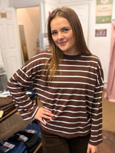 Load image into Gallery viewer, Doris Striped Long Sleeve Choc/Cream
