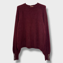 Load image into Gallery viewer, Soft Button Cuff Alpaca Jumper Berry

