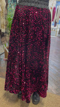 Load and play video in Gallery viewer, Stella Sequin Skirt Black/Wine
