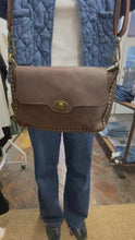 Load and play video in Gallery viewer, Vintage Leather Studded Crossbody Bag Chocolate
