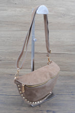 Load image into Gallery viewer, Suede Studded Sling Bag Taupe
