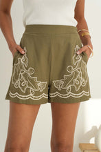 Load image into Gallery viewer, Wendy Embroidered Short Khaki/Cream
