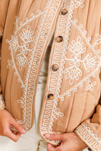 Load image into Gallery viewer, Zarina Contrast Embroidered Jacket Denim Camel
