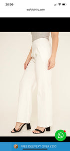 Wide Leg Stretch Trousers White
